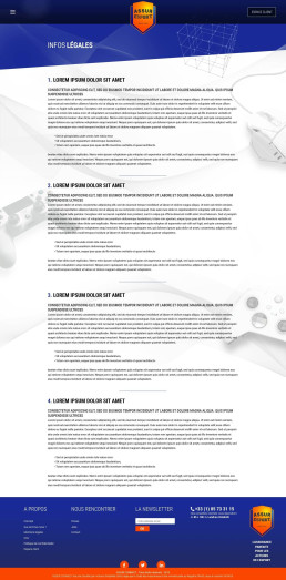 Page d'informations légales avec une mise en page claire et professionnelle.