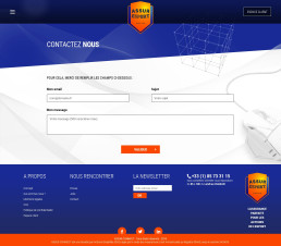 Formulaire de contact avec des éléments visuels du branding Assur'eSport.