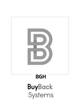 Un logo minimaliste présentant une lettre 'B' stylisée en gris au-dessus du texte 'BGH BuyBack Systems'.