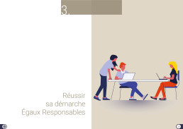 Illustration d'une équipe travaillant ensemble à une table pour réussir une démarche.