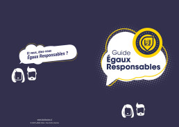 Couverture du guide 'Égaux Responsables' avec logo et bulles de dialogue stylisées.