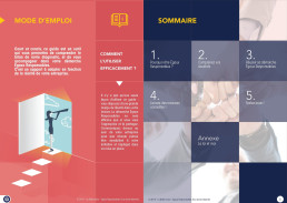 Sommaire du guide avec icônes et illustration d'une personne découvrant des opportunités.