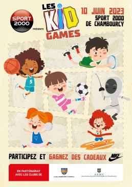 Affiche principale promotionnelle pour l'&eacute;v&eacute;nement sportif Les Kid Games Sport 2000.