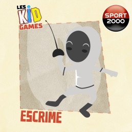 Illustration minimaliste d'un enfant en tenue d'escrimeur.