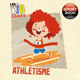 Illustration vivante d'un enfant franchissant la ligne d'arrivée en athlétisme.