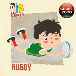 Illustration d'un enfant plongeant pour marquer un essai au rugby.