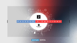 Affiche horizontale reprenant la composition graphique du slogan et des logos sur fond d&eacute;grad&eacute;.