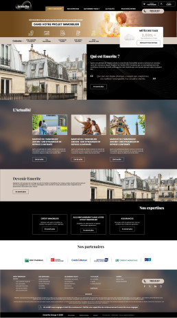 Page d'accueil desktop présentant la marque, les actualités et les expertises.