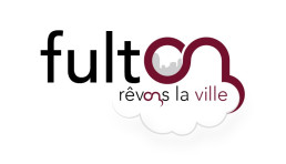 Logo complet Fulton avec slogan 'r&ecirc;vons la ville' et nuage, sur fond blanc.