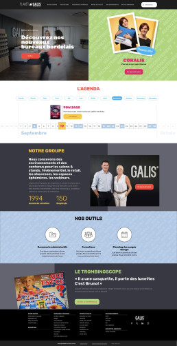 Capture d'&eacute;cran de l'interface utilisateur compl&egrave;te d'un intranet moderne pour Galis.
