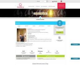 Page web Homeserve présentant les solutions électricité avec un bandeau lumineux.