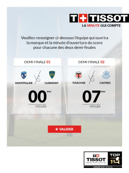 Page de saisie des pronostics pour les scores des matchs de rugby.