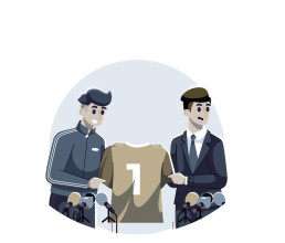 Illustration de la présentation d'un joueur de tennis avec un maillot numéro 1.