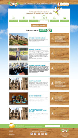 Capture d'écran de la page 'Découvrir la Sarthe' présentant les points d'intérêt locaux.