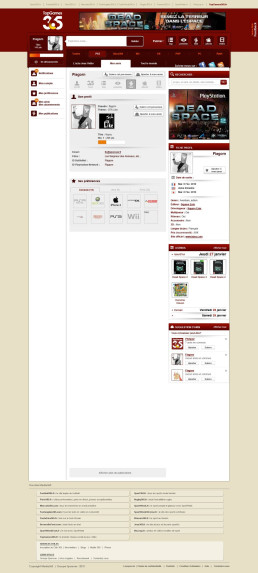 Page de profil utilisateur montrant les jeux possédés et les plateformes associées.