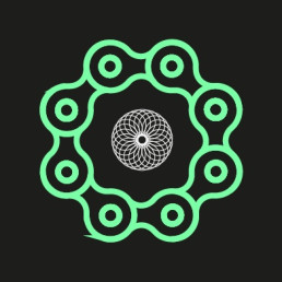 Version du logo secondaire sur fond noir pour une meilleure visibilité.