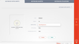 Écran de gestion de compte similaire, axé sur les informations de l'utilisateur et les paramètres.