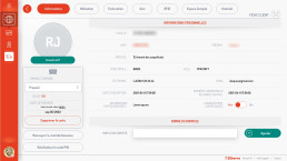 Fiche client détaillée, présentant les informations personnelles, tarifaires et l'historique de paiement.