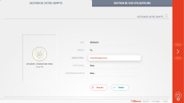 Interface de gestion de compte utilisateur, permettant la modification des informations personnelles.